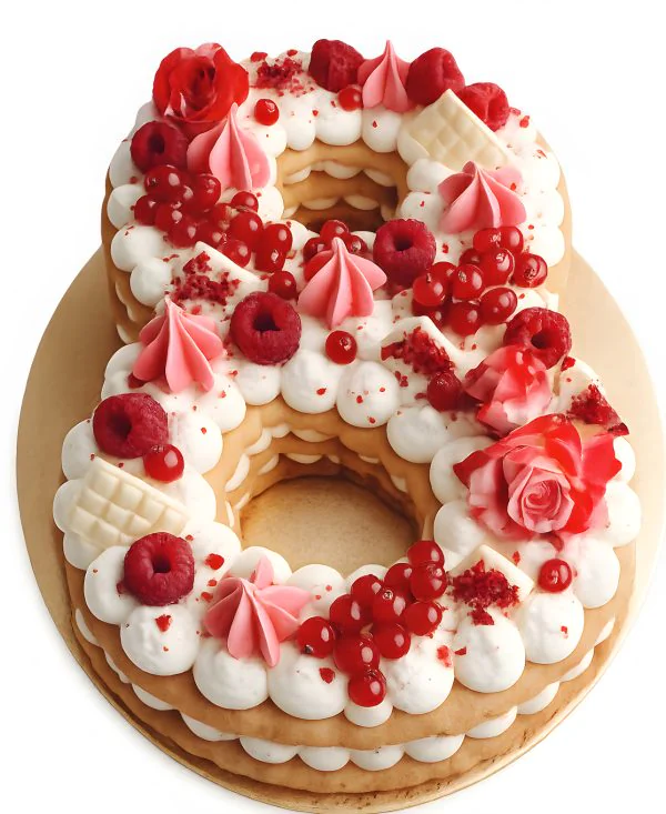 Аппетитный торт на 8 марта в виде цифры со сладостями Фото