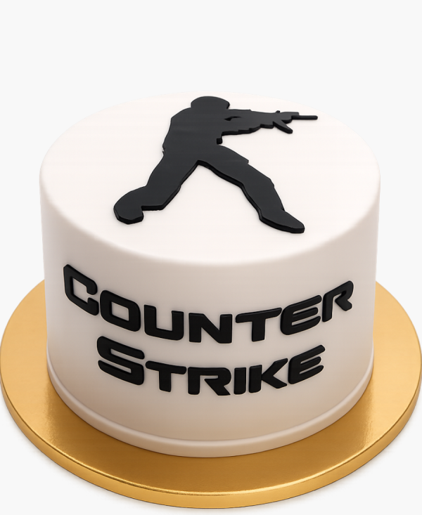 Белый торт с символикой компьютерной игры Фото