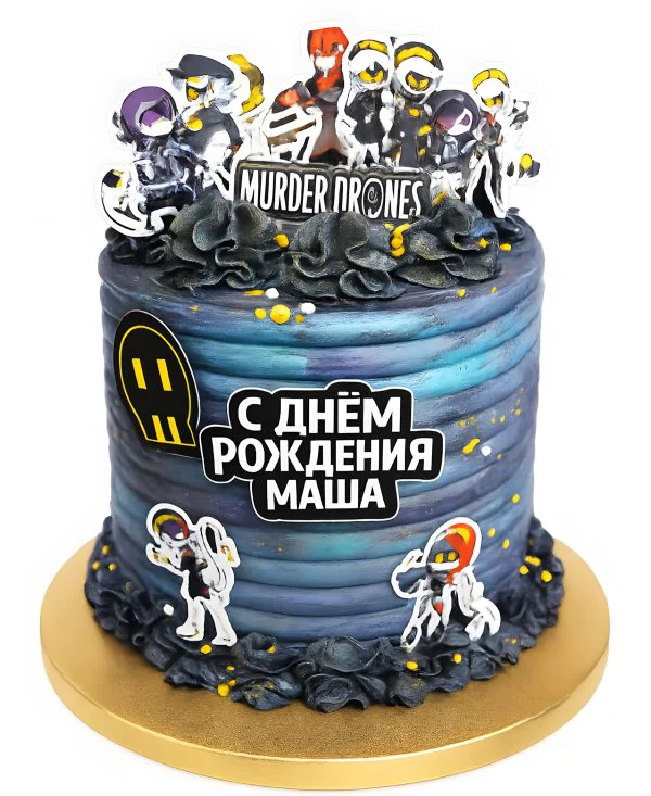 Торт с персонажами сериала Дроны Убийцы Фото