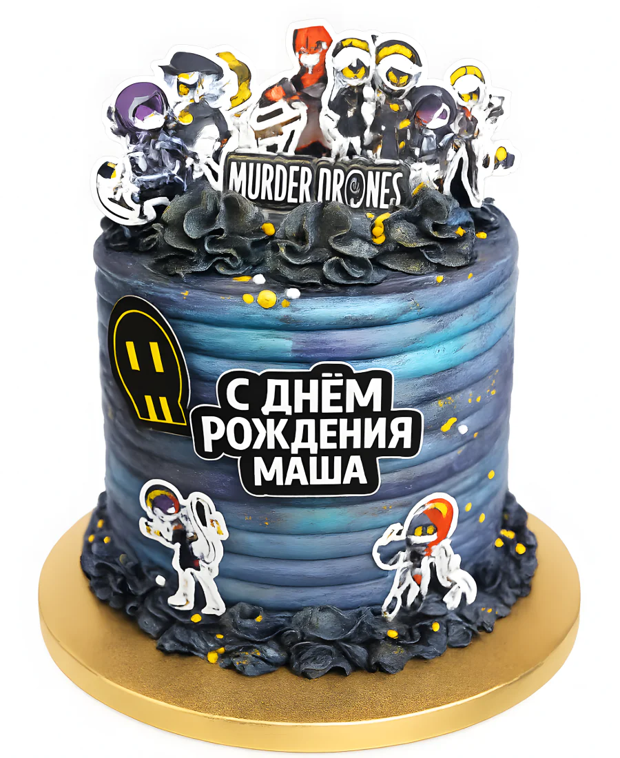 Торт с персонажами сериала Дроны Убийцы Фото