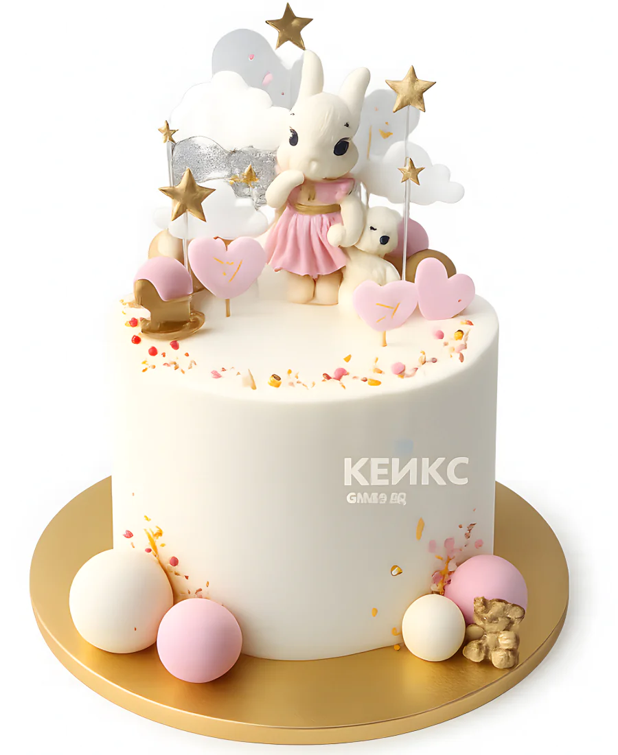 Чудесный торт девочке с зайчиком и шариками Фото