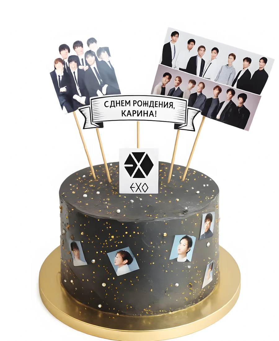 Торт для девочки с топперами группы ЕХО Фото