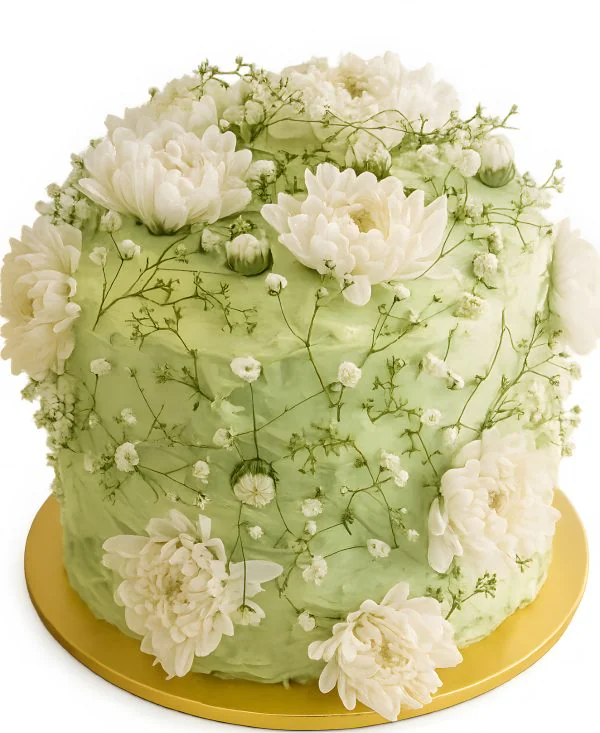 Эстетичный торт с сухоцветами в зеленых тонах Фото