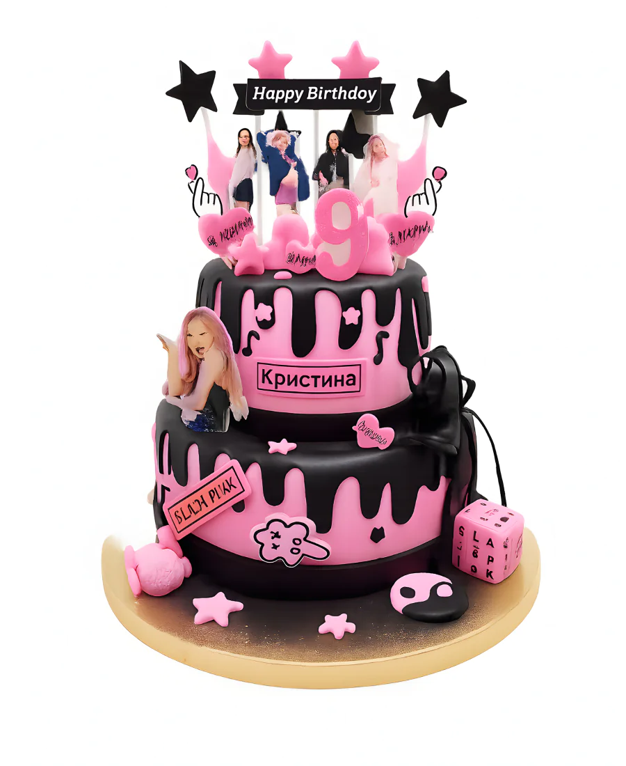 Торт на 9 лет девочке со звездами Blackpink Фото