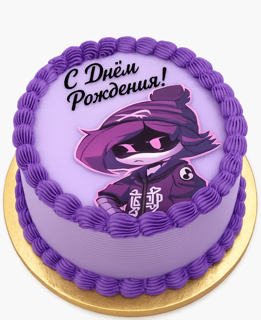 Фиолетовый торт по тематике Murder Drones с Узи Фото