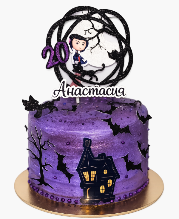 Фиолетовый торт с летучими мышами Фото