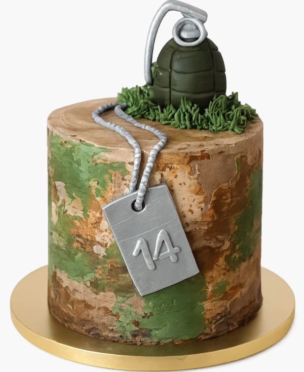 Изумительный торт по тематике CS GO с каской Фото