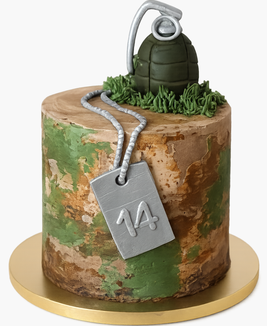 Изумительный торт по тематике CS GO с каской Фото