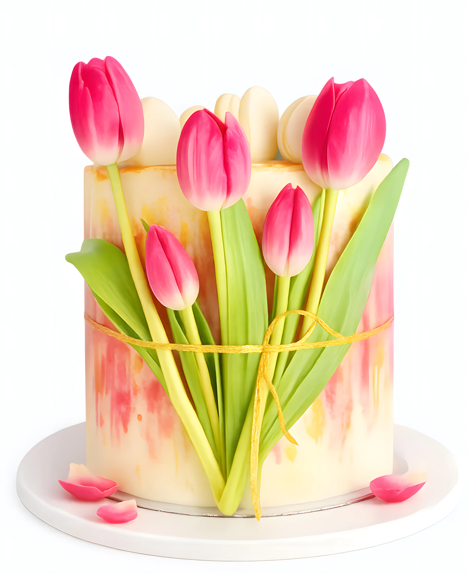 Красивый торт на 8 марта с тюльпанами Фото