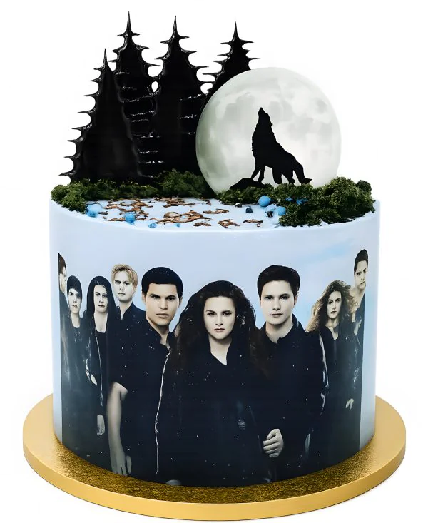 Красочный торт из фильма Сумерки с луной и волком Фото