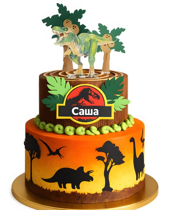 Культовый двухъярусный торт с Тираннозавром Фото