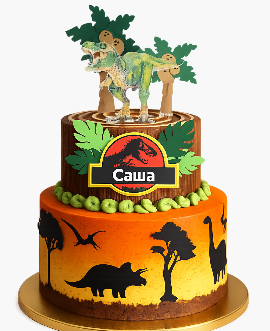 Культовый двухъярусный торт с Тираннозавром Фото