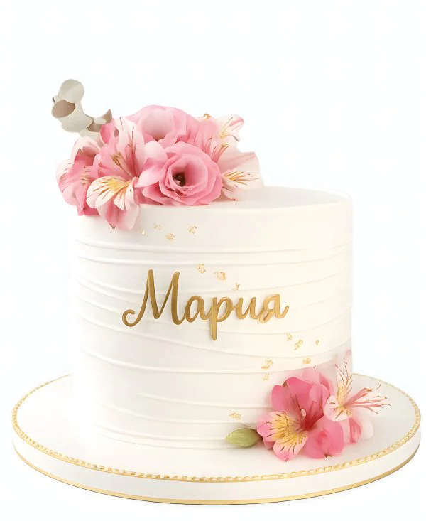 Легкий торт на 8 марта с цветочками Фото