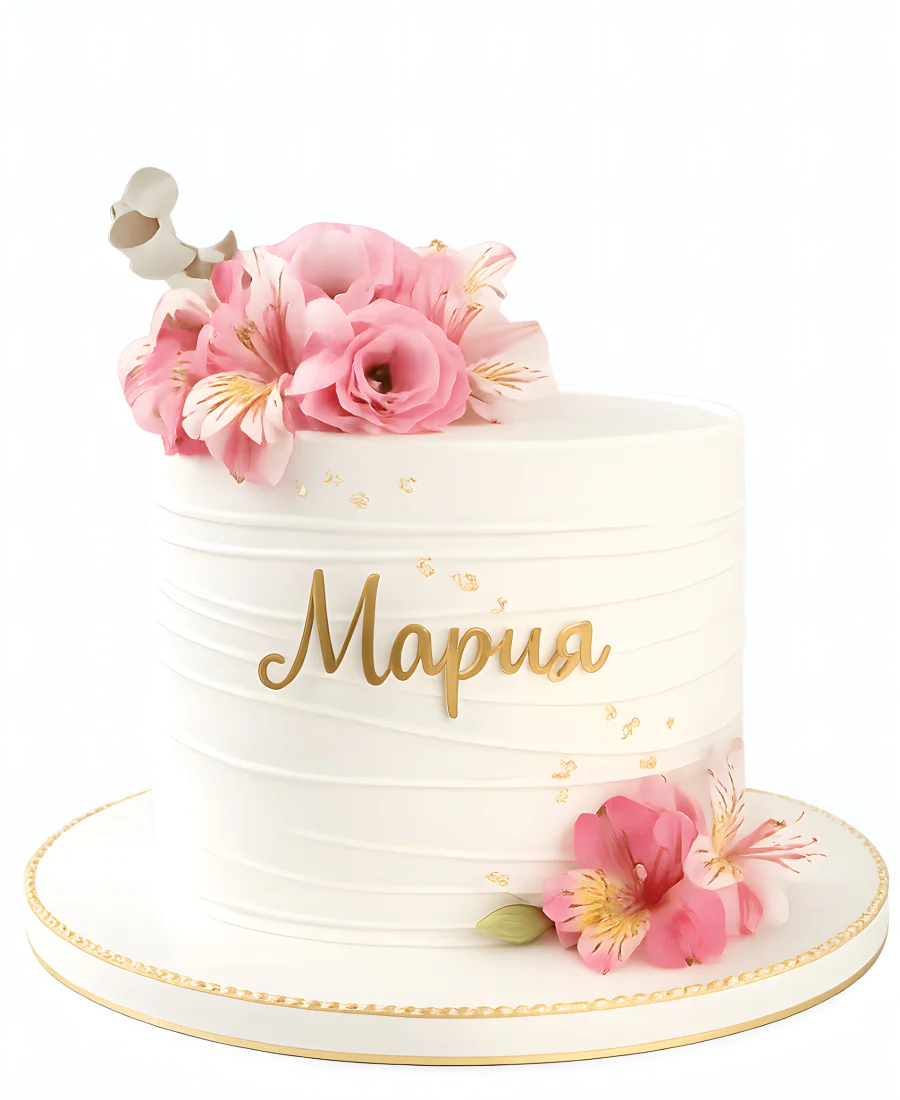 Легкий торт на 8 марта с цветочками Фото