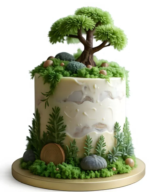 Лесной торт с мхом и деревом Фото