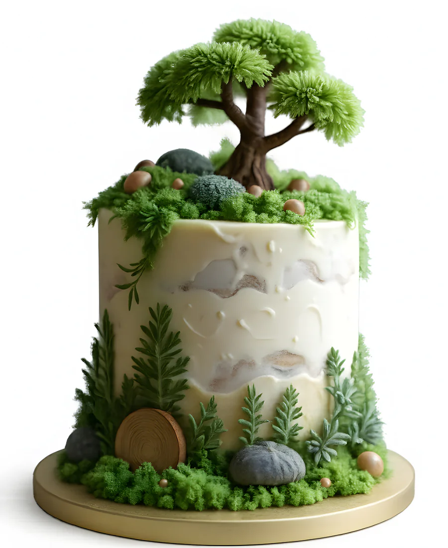 Лесной торт с мхом и деревом Фото