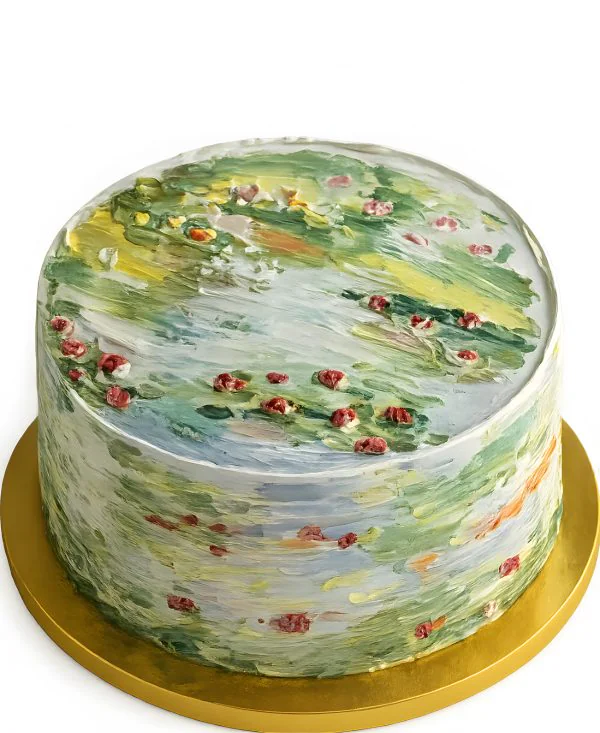 Лесной торт в стиле бенто с эффектом красок Фото