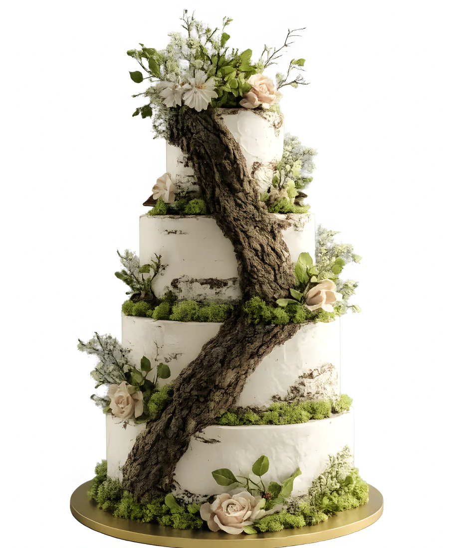 Многоярусный торт Могучее дерево Фото