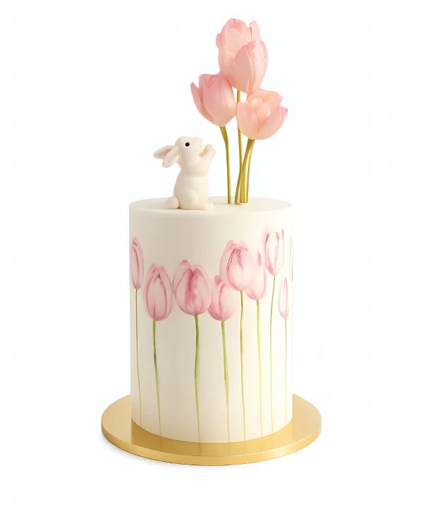 Бенто-торт с тюльпанами из крема Фото