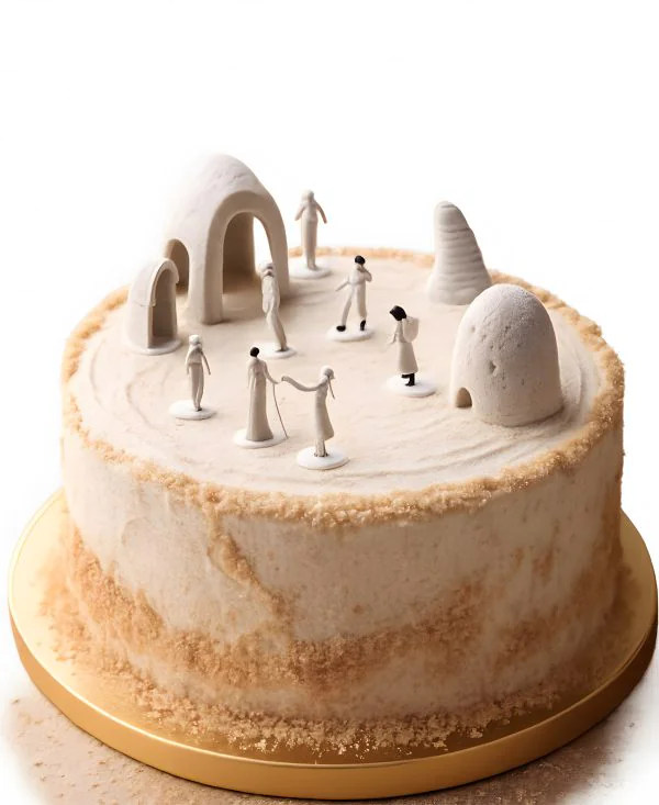 Необычный торт Дюна с жителями и зданиями Фото
