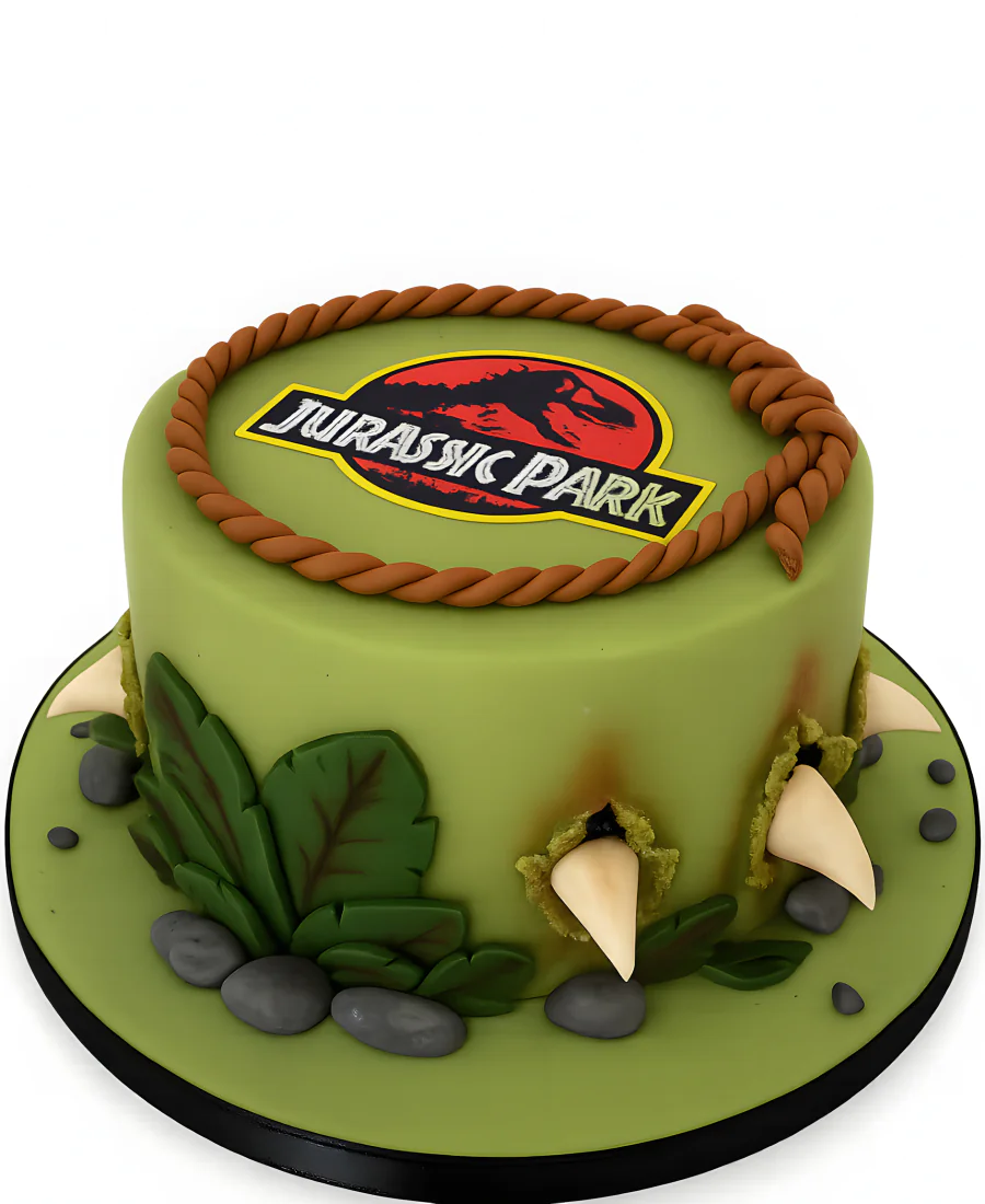 Необычный торт из фильма «Юрский период» с канатом и когтями Фото