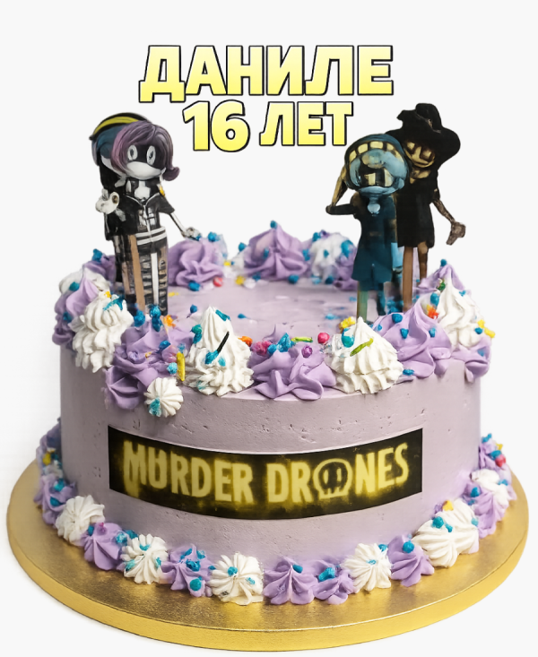 Необычный торт с персонажами N и Амдой из Murder Drones Фото