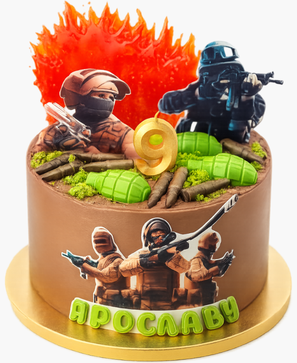 Необычный торт с символикой CS GO на 9 лет Фото