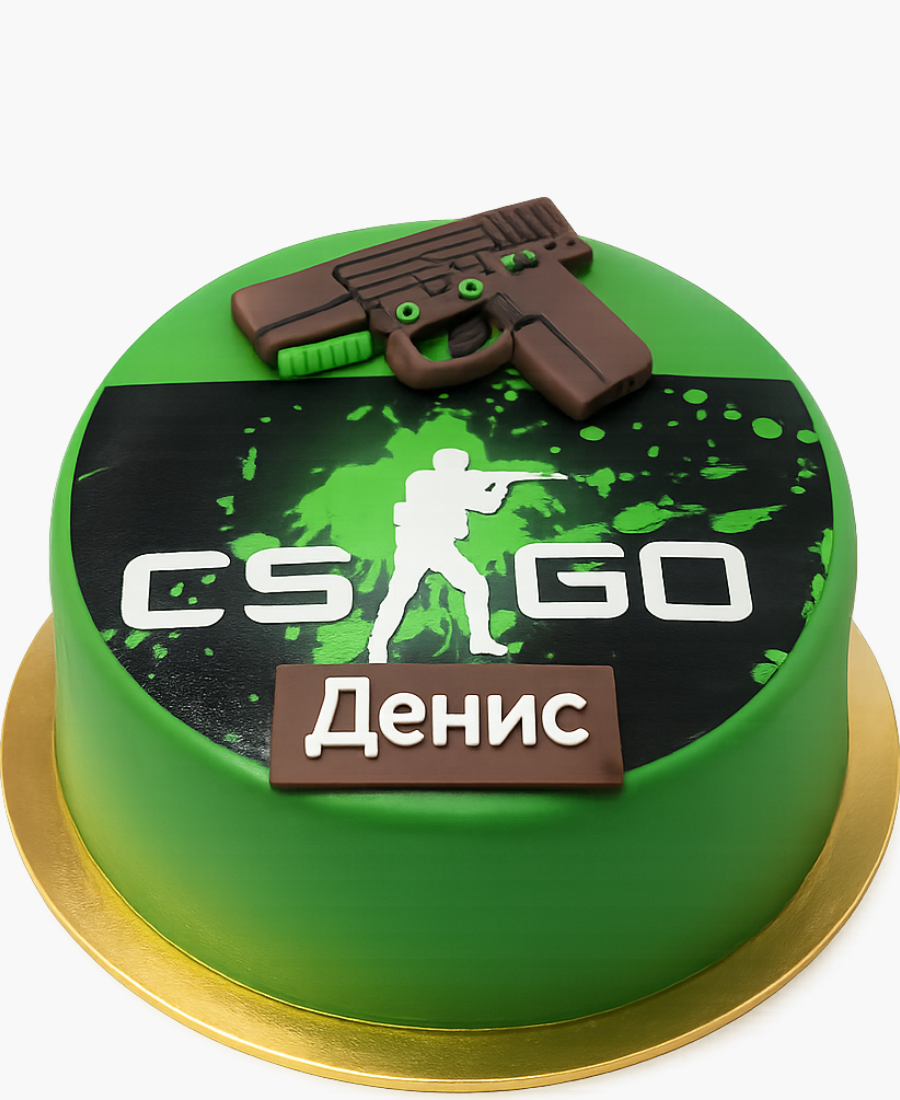 Необыкновенный торт с пистолетом по игре CS GO Фото