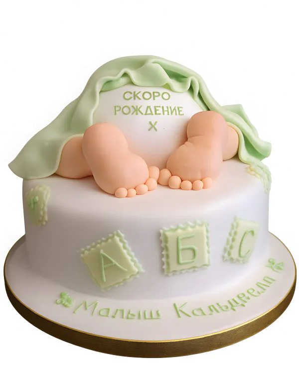 Нежно-зеленый торт с памперсом Фото