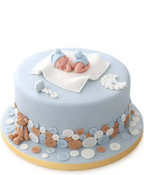 Нежный торт на рождение мальчика Фото