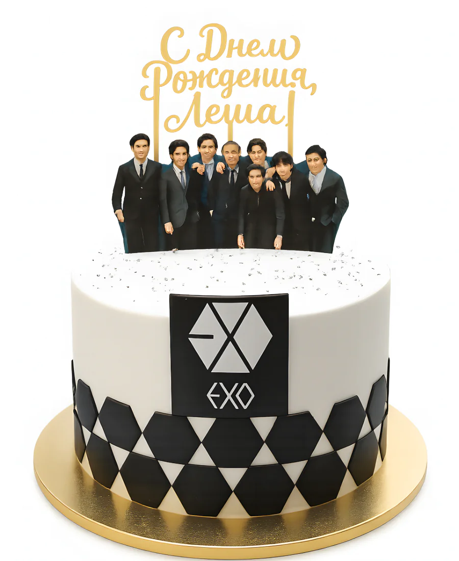 Торт с топперами персонажей группы ЕХО Фото