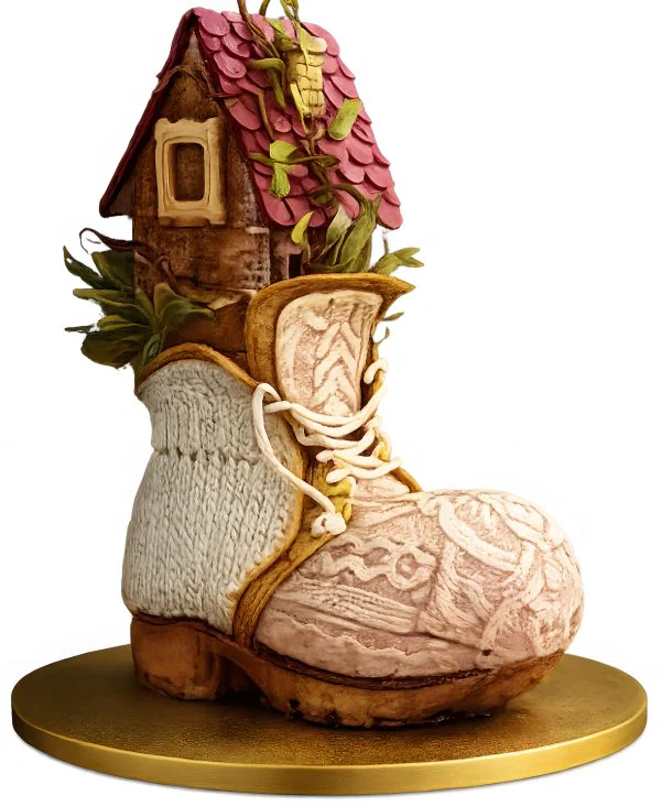 Потрясающий торт с ботинком и домом Фото