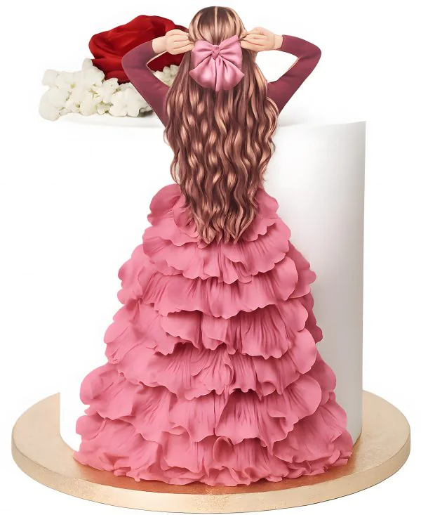 Прекрасный торт на 8 марта с девушкой Фото