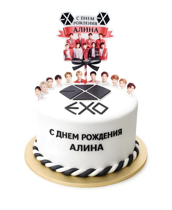 Торт в стиле к-поп группы ЕХО Фото