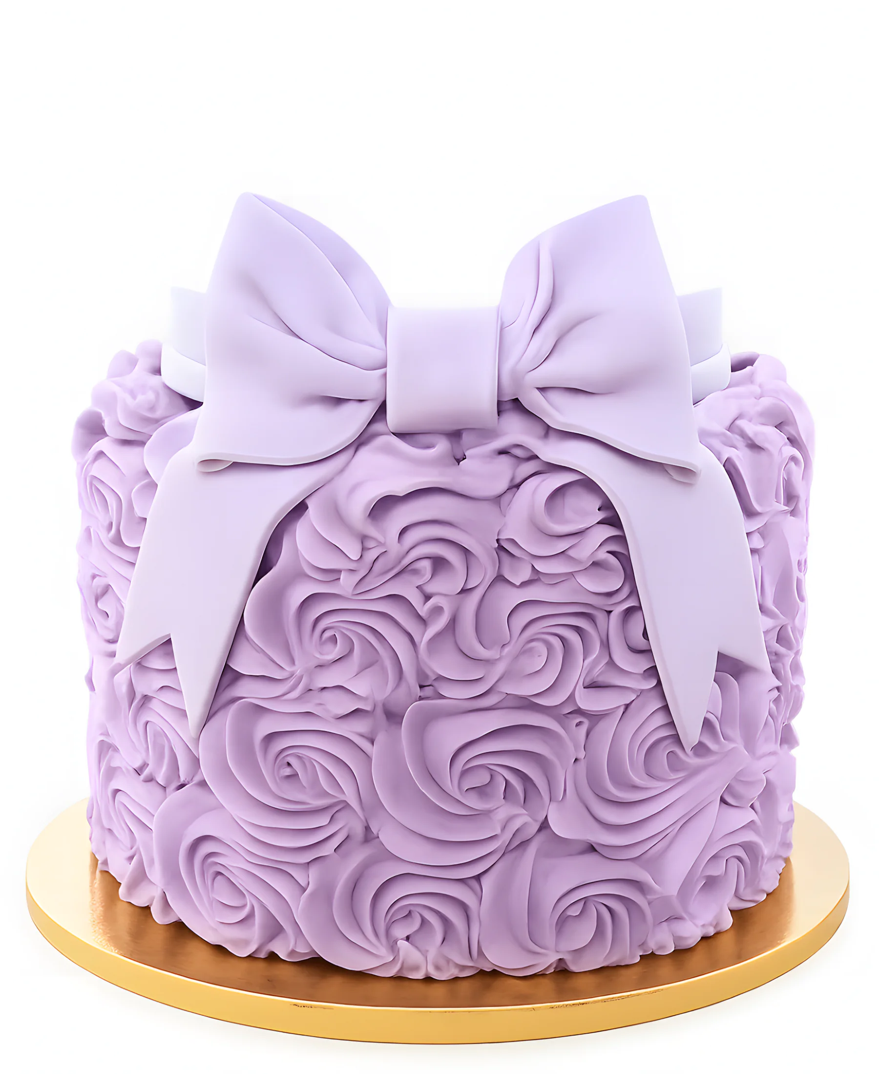 Пурпурный кремовый тортик с ярким бантиком Фото