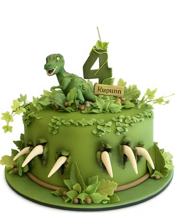 Растительный торт с динозавром из Юрского периода Фото