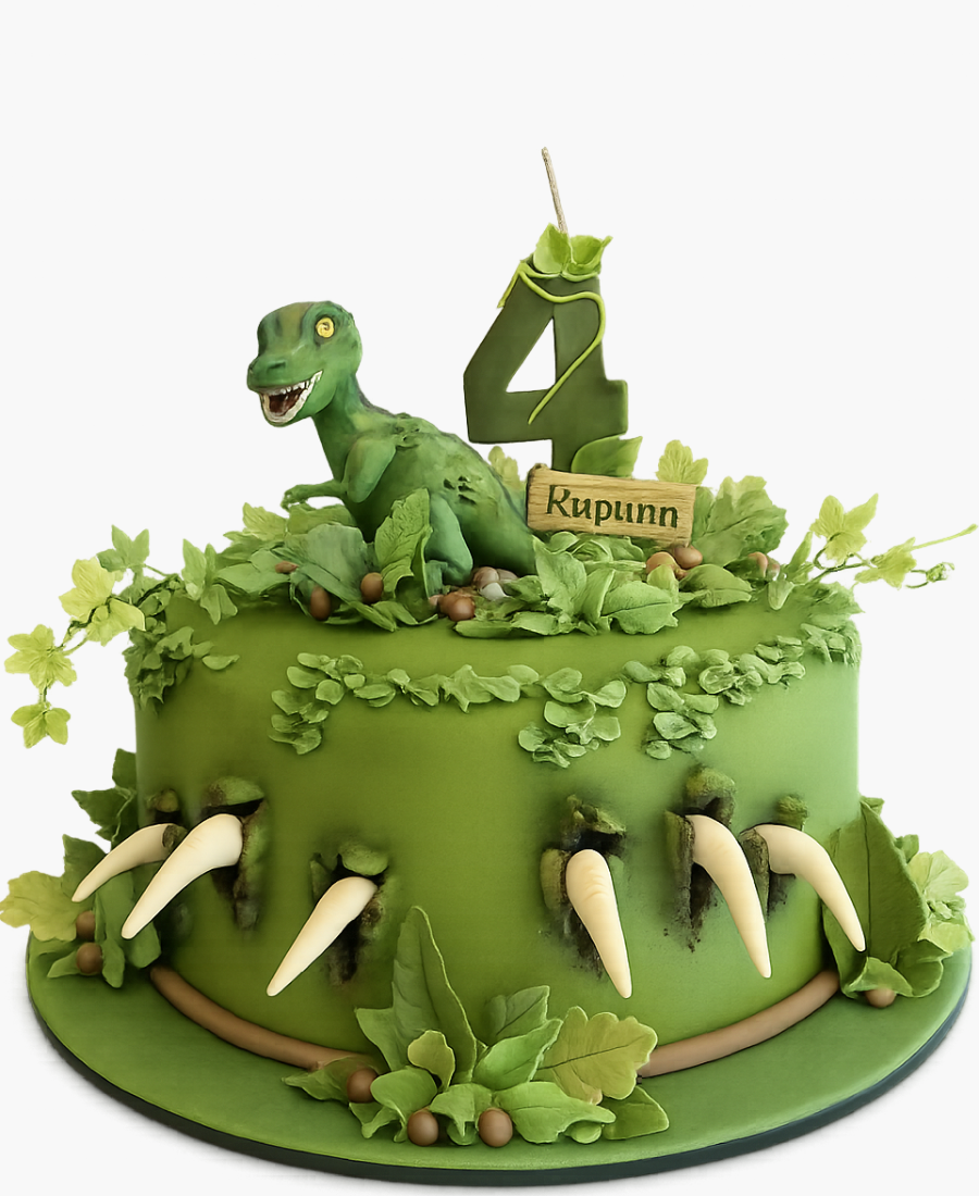 Растительный торт с динозавром из Юрского периода Фото