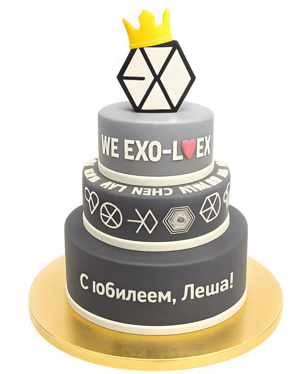Серый торт по тематике группы ЕХО Фото