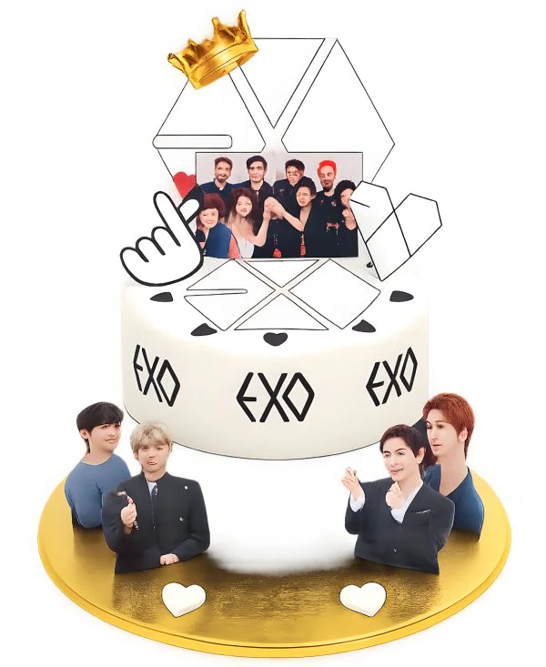 Торт с фото кей-поп группы ЕХО Фото