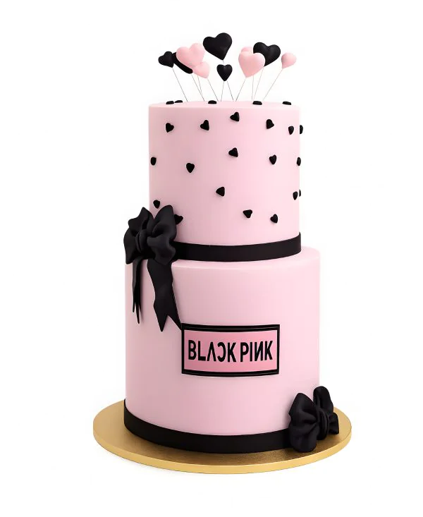 Симпатичный торт с бантиком по тематике Blackpink Фото