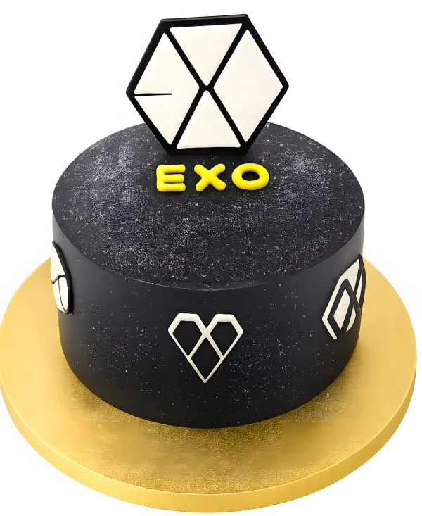 Строгий черный торт с символикой ЕХО Фото