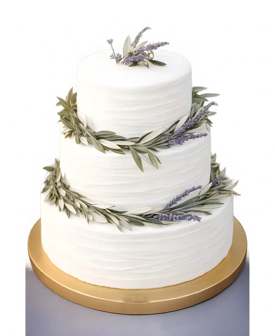 Белый свадебный торт в стиле Прованс на 3 яруса Фото