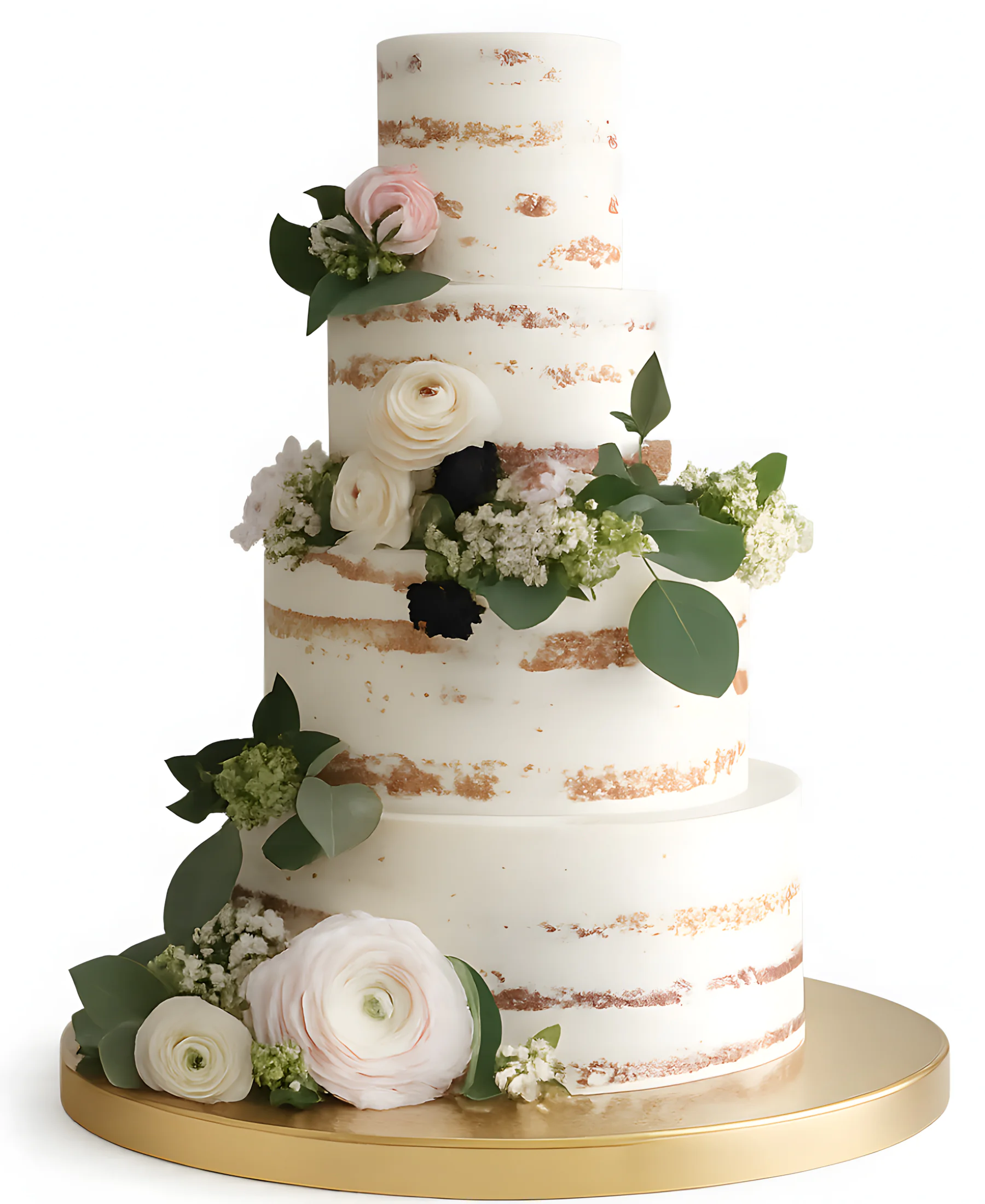 Высокий торт в стиле рустик на свадьбу Фото