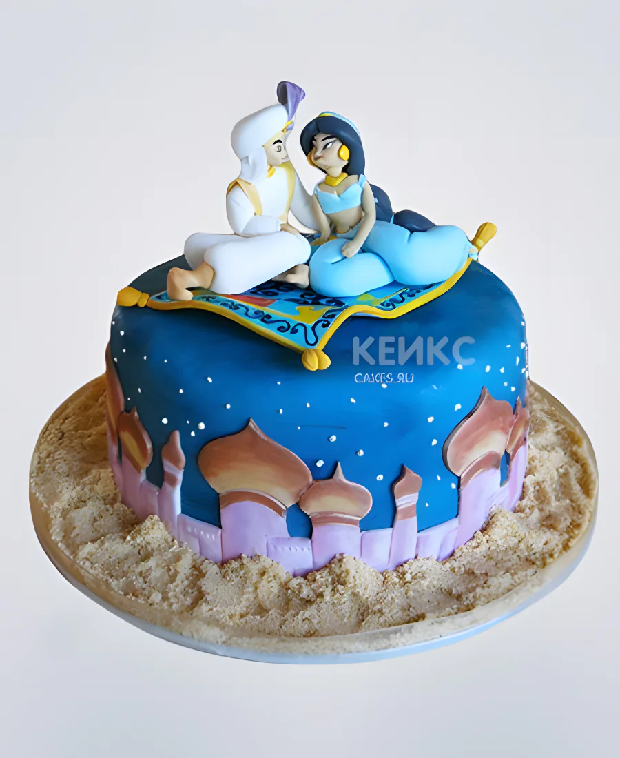 Торт Алладин и Жасмин на ковре Фото
