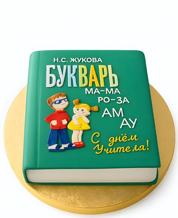 Детский торт Азбука зеленый букварь Фото
