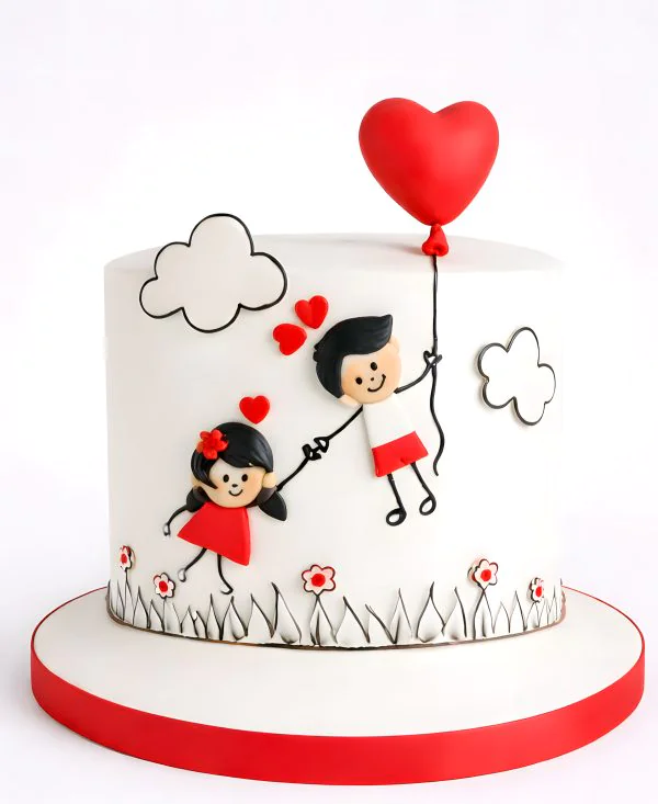Торт с влюбленной парой в облаках Фото