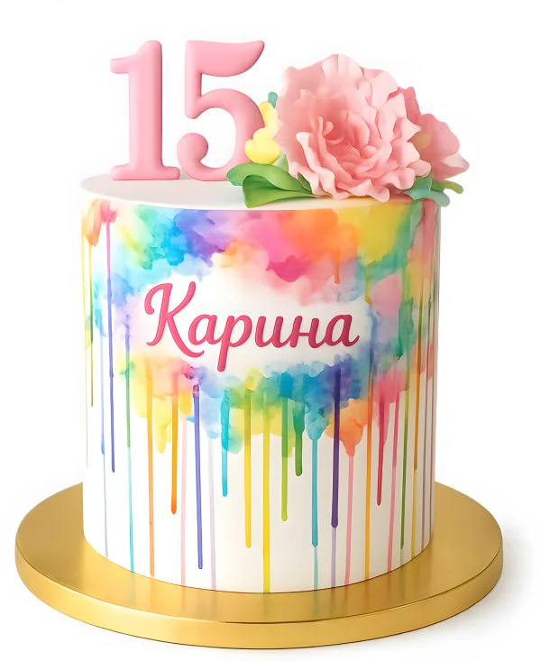 Разноцветный торт на день рождения девочке 15 лет Фото