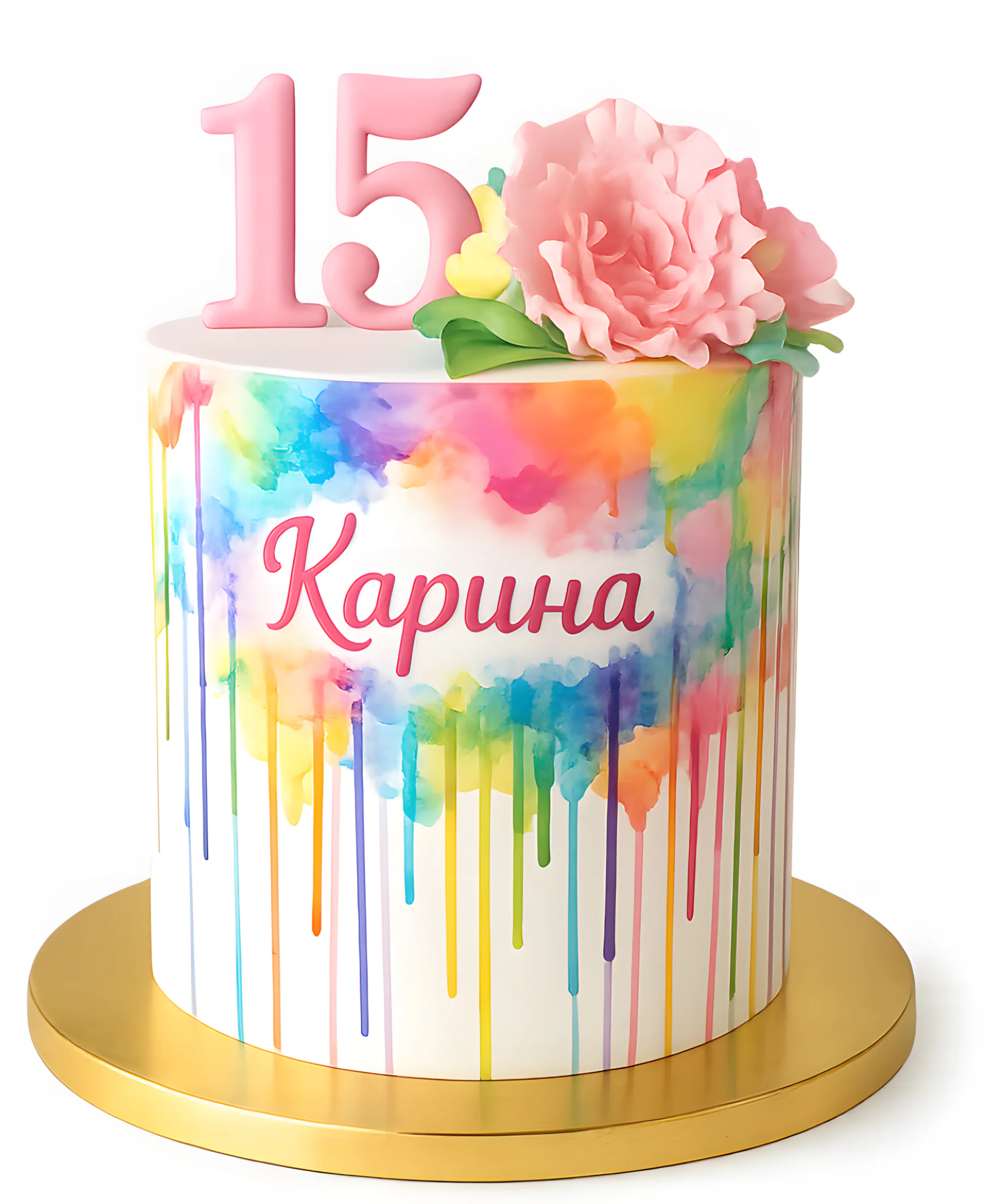Разноцветный торт на день рождения девочке 15 лет Фото