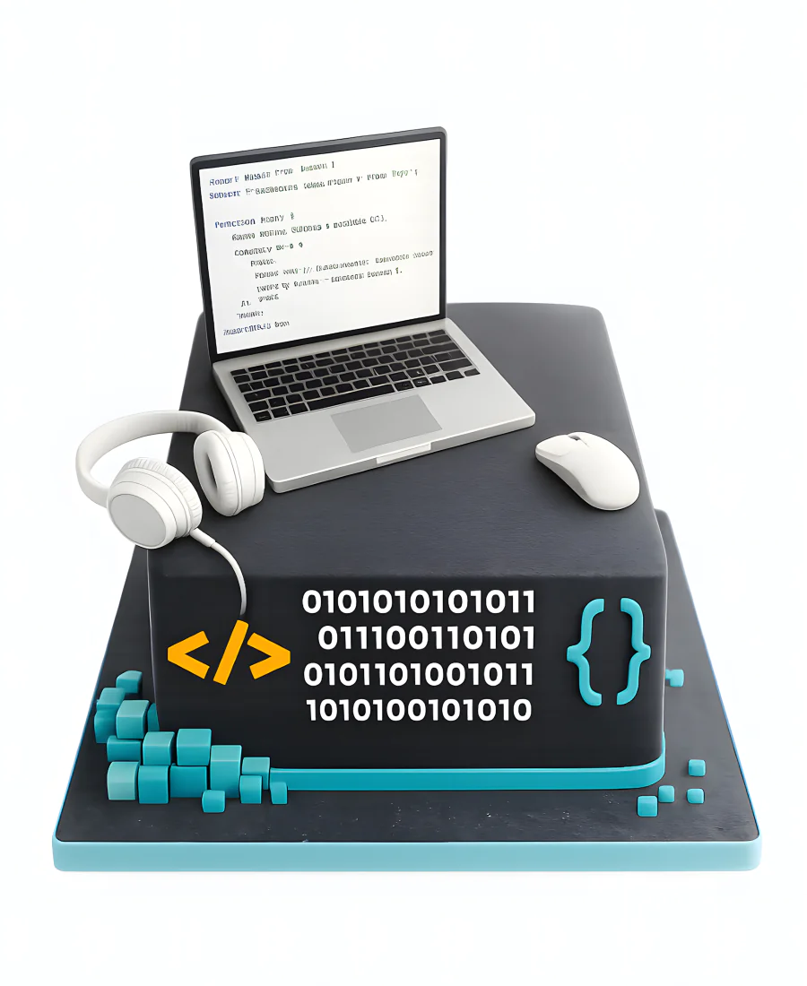 Торт с ноутбуком для программиста Фото