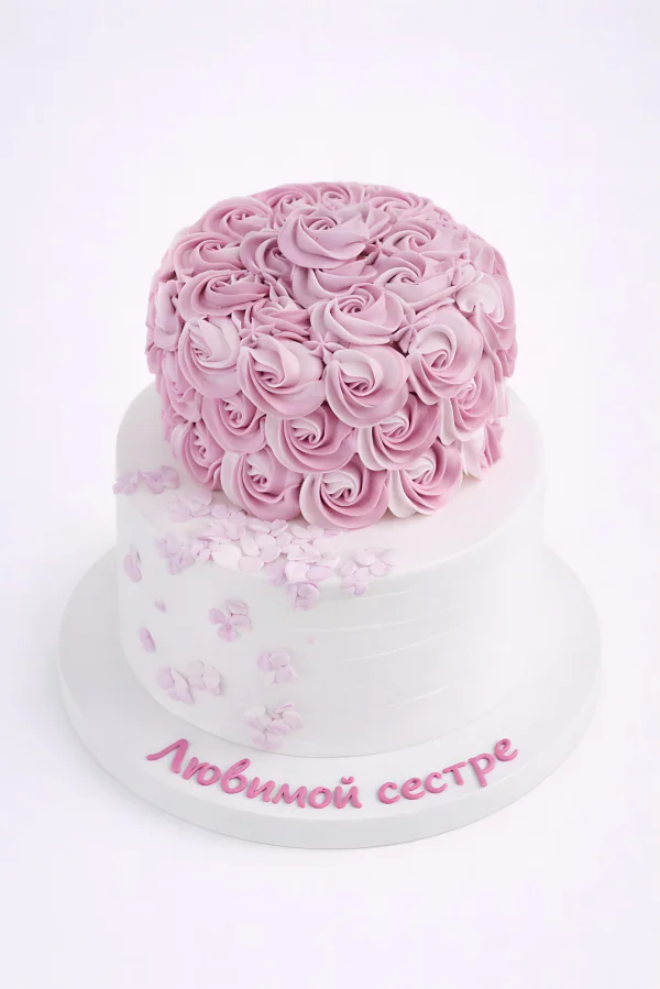 Фиолетовый торт с розами для сестры Фото